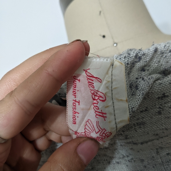 (3) vtg 1940s / 1950s  misty french country grey day dress - Picture 6 of 6